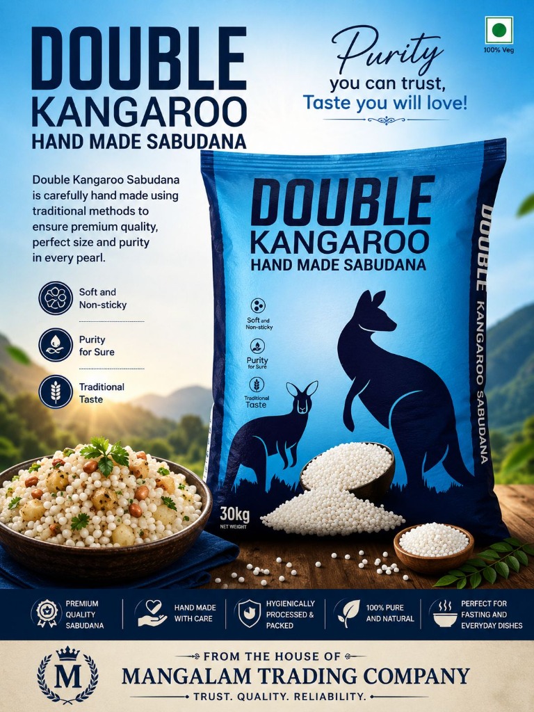 Double Kangaroo Hand Made Sabudana 30kg Net Weight bag