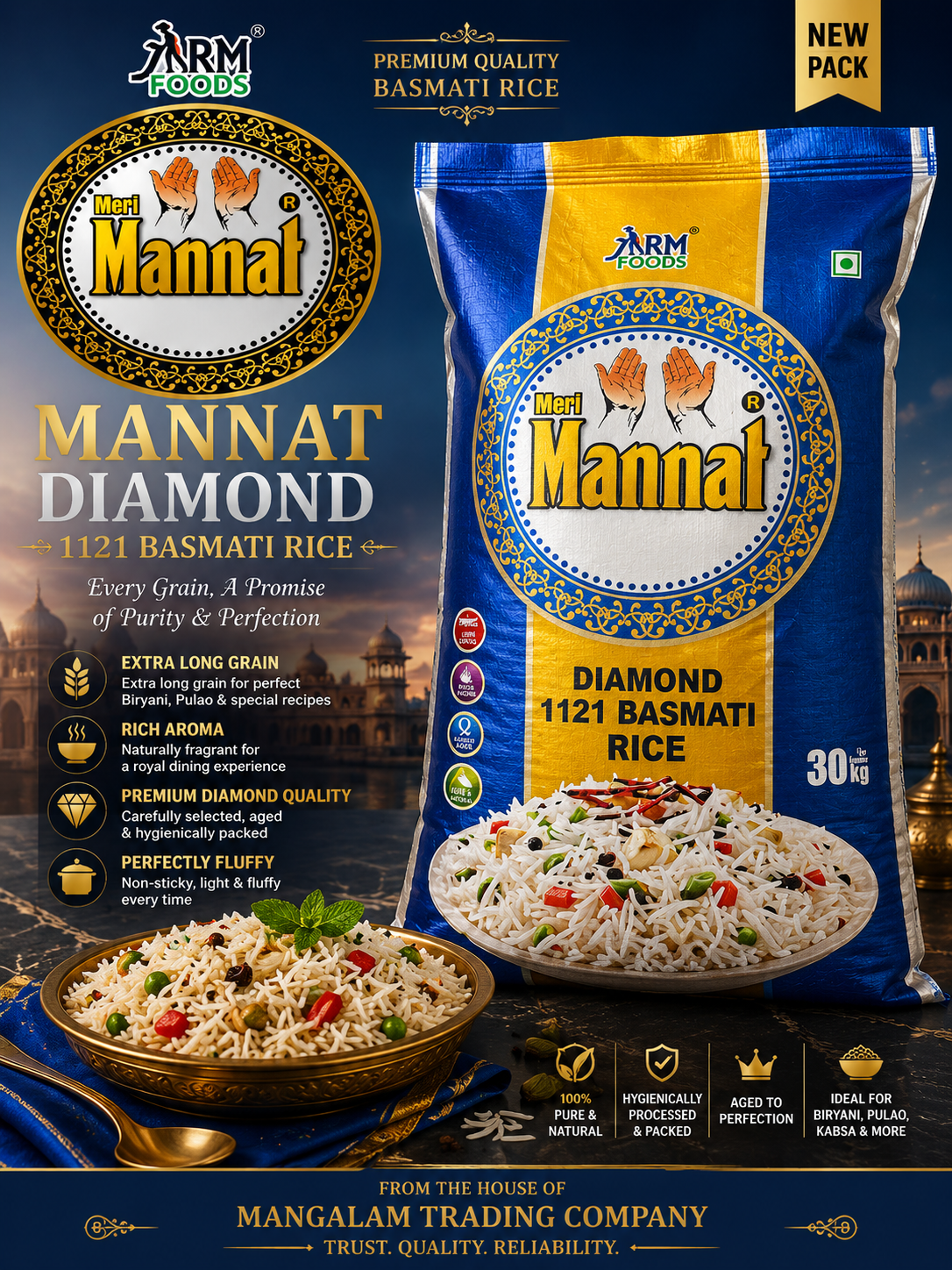 Meri Mannat Diamond 1121 Basmati Rice bag