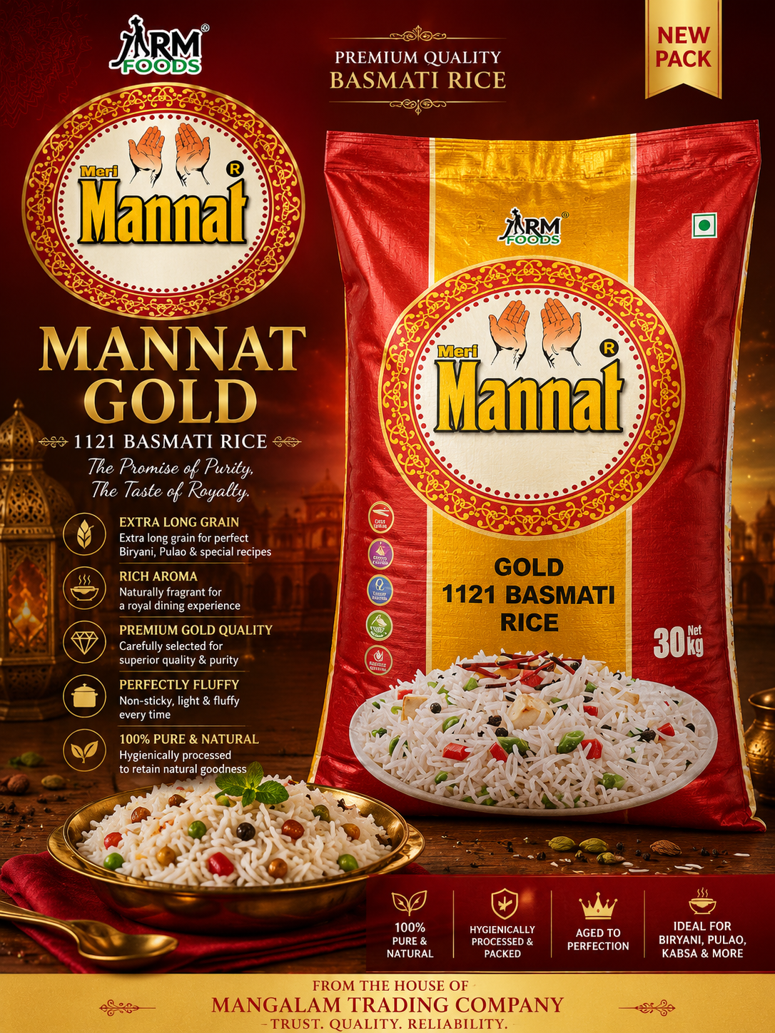 Meri Mannat Gold 1121 Basmati Rice bag