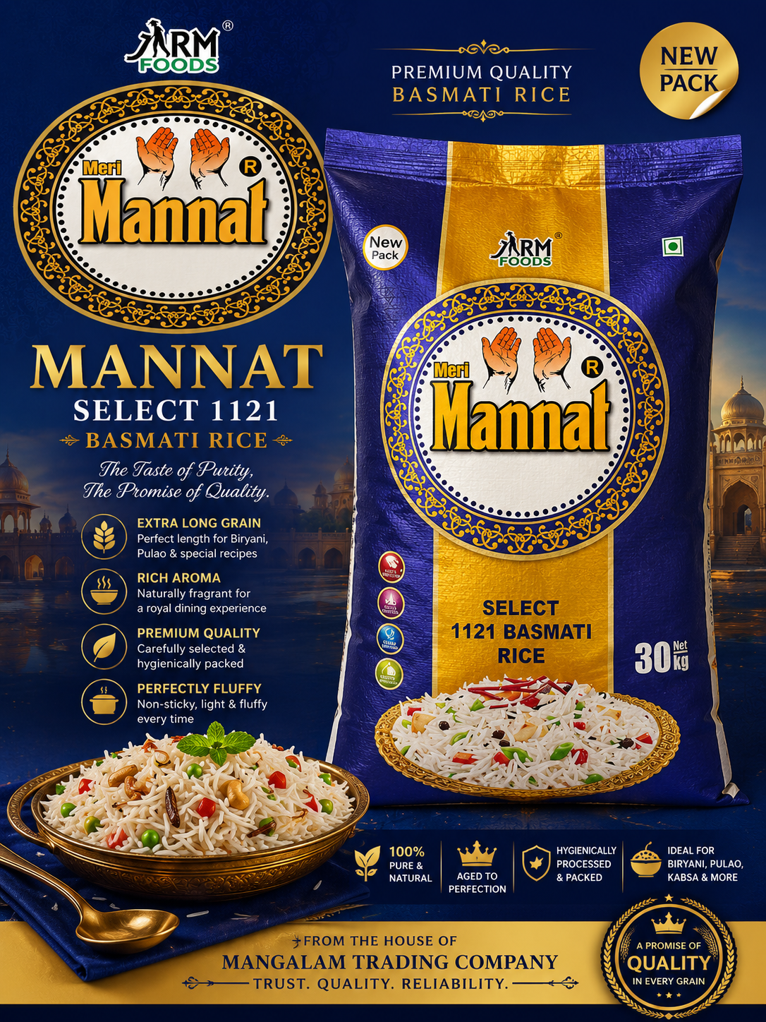 Meri Mannat Select 1121 Basmati Rice bag